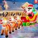 12ft Inflatable Black Santa Sleigh Reindeer Led Lights Yard Christmas Decor New