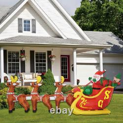 12FT Inflatable LED Santa Claus Reindeers With Sleigh Christmas Yard Decor Xmas