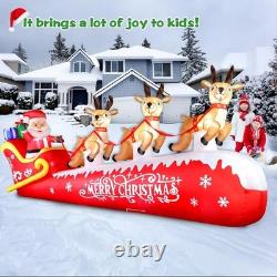 12FT Inflatable Santa Sleigh with Reindeer Outdoor Christmas Yard Lighted Decor