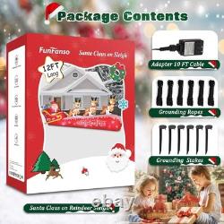 12FT Inflatable Santa Sleigh with Reindeer Outdoor Christmas Yard Lighted Decor