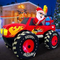 12FT Inflatable Santa on Sleigh With 3 Reindeer Christmas Decor LED Lights New