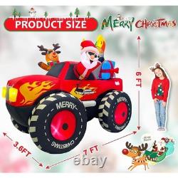 12FT Inflatable Santa on Sleigh With 3 Reindeer Christmas Decor LED Lights New