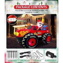 12FT Inflatable Santa on Sleigh With 3 Reindeer Christmas Decor LED Lights New