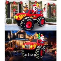 12FT Inflatable Santa on Sleigh With 3 Reindeer Christmas Decor LED Lights New