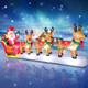 12ft Long Christmas Inflatables Santa Claus With Reindeers Outdoor Decorations