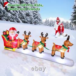 12FT Long Christmas Inflatables Santa Claus with Reindeers Outdoor Decorations