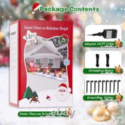 12FT Long Christmas Inflatables Santa Claus with Reindeers Outdoor Decorations