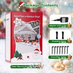 12FT Long Christmas Inflatables Santa Claus with Reindeers Outdoor Decorations