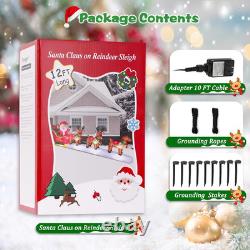 12FT Long Christmas Inflatables Santa Claus with Reindeers Outdoor Decorations