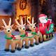 12ft Christmas Inflatable Santa With Reindeer Sleigh Yard Decoration, Internal Ligh