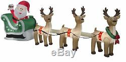 12.5' Airblown Santa Sleigh and Reindeer Scene Christmas Inflatable