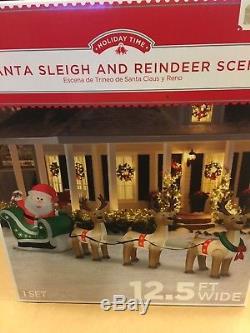 12.5' SANTA SLEIGH & REINDEER SCENE Christmas Airblown Inflatable Yard Decor