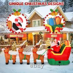 12' Christmas Inflatable Santa on Sleigh with 3 Reindeer & LED Lights Xmas Decor