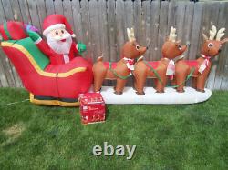 12' FT Airblown Inflatable LED Lighted Santa Sleigh Scene and Reindeer