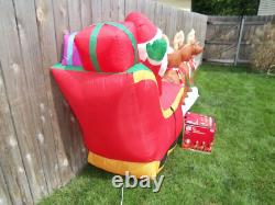 12' FT Airblown Inflatable LED Lighted Santa Sleigh Scene and Reindeer