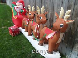 12' FT Airblown Inflatable LED Lighted Santa Sleigh Scene and Reindeer