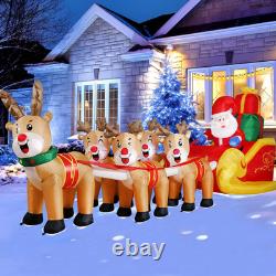 12 FT Christmas Inflatable Outdoor Santa Claus on Sleigh with Five Reindeer, Bui