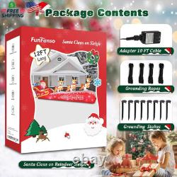 12 FT Christmas Inflatable Santa Claus on Sleigh with 3 Reindeers Outdoor Decora