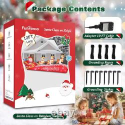 12 FT Christmas Inflatable Santa Claus on Sleigh with 3 Reindeers Outdoor Decora