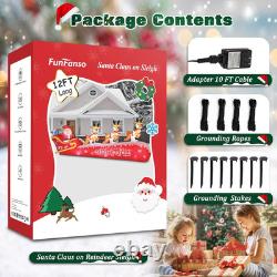 12 FT Christmas Inflatable Santa Claus on Sleigh with 3 Reindeers Outdoor Decora