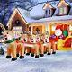 12 Ft Christmas Inflatable Santa Claus On Sleigh With Five Reindeer, Giant