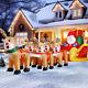 12 Ft Christmas Inflatable Santa Claus On Sleigh With Five Reindeer, Giant Blow