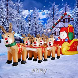 12 FT Christmas Inflatable Santa Claus on Sleigh with Five Reindeer, Giant Blow