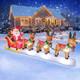 12 Ft Christmas Inflatables Santa Claus On Sleigh With 3 Reindeers, Blow Up Outd