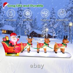 12 FT Christmas Inflatables Santa Claus on Sleigh with 3 Reindeers, Blow up Outd