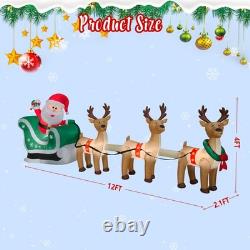 12 FT Christmas Inflatables Santa Sleigh with 3 Reindeer Decorations, Christm