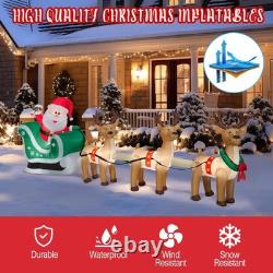 12 FT Christmas Inflatables Santa Sleigh with 3 Reindeer Decorations, Christm