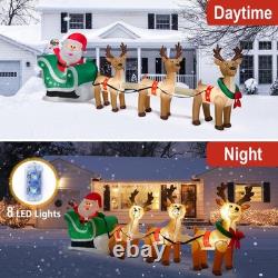 12 FT Christmas Inflatables Santa Sleigh with 3 Reindeer Decorations, Christm