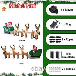12 FT Christmas Inflatables Santa Sleigh with 3 Reindeer Decorations, Christm