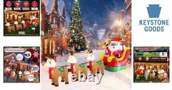 12 FT Inflatable Santa Sleigh with Reindeer & LED Lights Outdoor Christmas