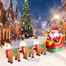 12 FT Inflatable Santa Sleigh with Reindeer & LED Lights Outdoor Christmas