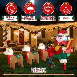 12 FT Inflatable Santa Sleigh with Reindeer & LED Lights Outdoor Christmas