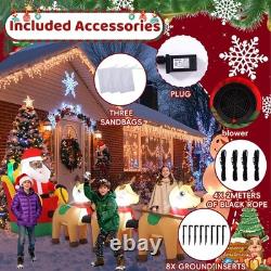 12 FT Inflatable Santa Sleigh with Reindeer & LED Lights Outdoor Christmas