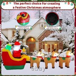12 FT Inflatable Santa Sleigh with Reindeer & LED Lights Outdoor Christmas