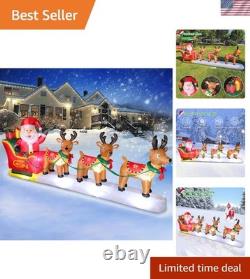 12 FT Santa Claus on Sleigh Inflatable with 3 Reindeer Holiday Yard Decoration
