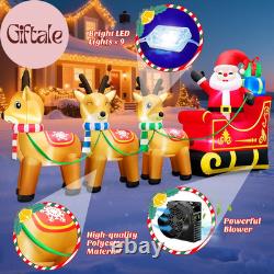 12 FT Santa Sleigh Inflatable Christmas Decorations Outdoor 3 Reindeers Built
