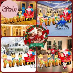 12 FT Santa Sleigh Inflatable Christmas Decorations Outdoor 3 Reindeers Built