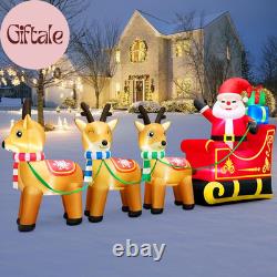 12 FT Santa Sleigh Inflatable Christmas Decorations Outdoor 3 Reindeers Built