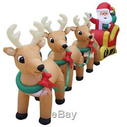 12 Foot Christmas Inflatable Santa Claus Reindeer Sleigh Outdoor Yard Decoration