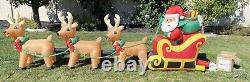 12 Foot Inflatable Christmas Santa on Sled with3-Reindeer LED Lights