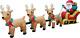12 Foot Lighted Christmas Inflatable Santa Sleigh & 3 Reindeer Outdoor Decor