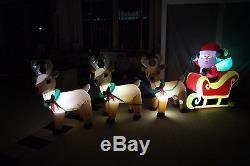 12 Foot Long Christmas Inflatable Santa Claus Reindeer on Sleigh Yard Decoration