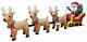 12 Foot Long Lighted Christmas Inflatable Santa Claus On Sleigh With 3 Reinde