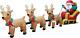 12 Foot Long Lighted Christmas Inflatable Santa Claus On Sleigh With 3 Reindeer