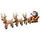 12 Foot Long Lighted Christmas Inflatable Santa Claus On Sleigh With 3 Reindeer