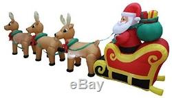 12 Ft Easy Visible Christmas Inflatable Santa Claus on Sleigh with 3 Reindeer